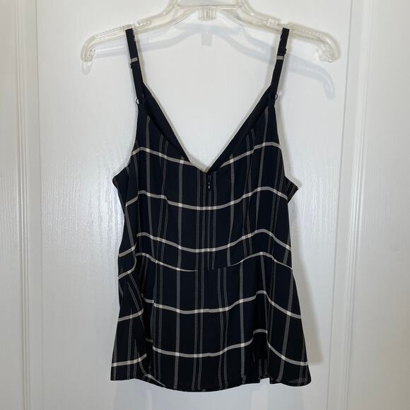 Cabi Check Crossover Cami Tank Black White Plaid 8 - Picture 6 of 7